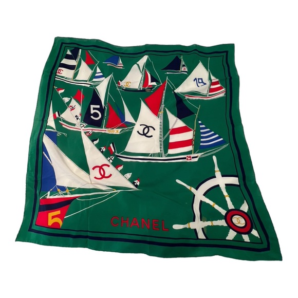CHANEL Accessories - Chanel 1991 Vintage Silk Nautical Scarf